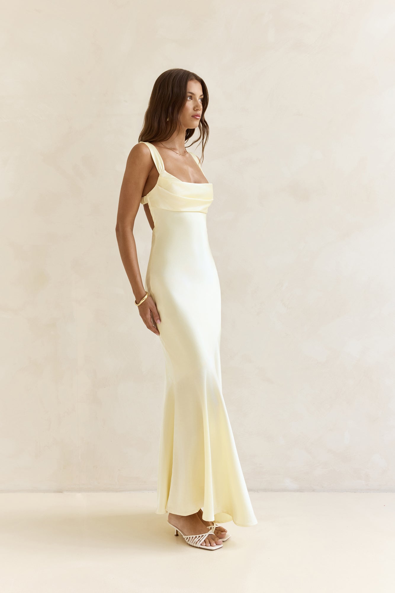 Wish From An Angel Satin Maxi Dress Yellow