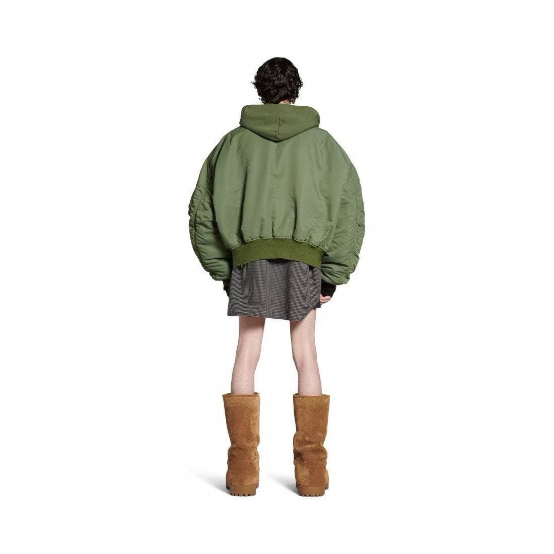 Balenciaga Men's Women's Solid Color Hooded Aviator Jacket Logo Zipper Long Sleeve Jacket #74564
