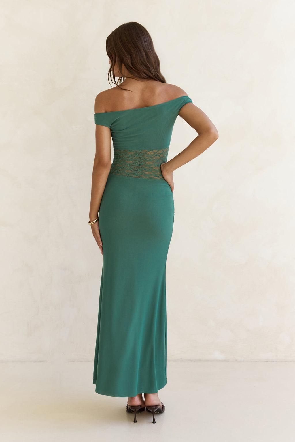 Always Dreaming Lace Off Shoulder Maxi Dress Teal
