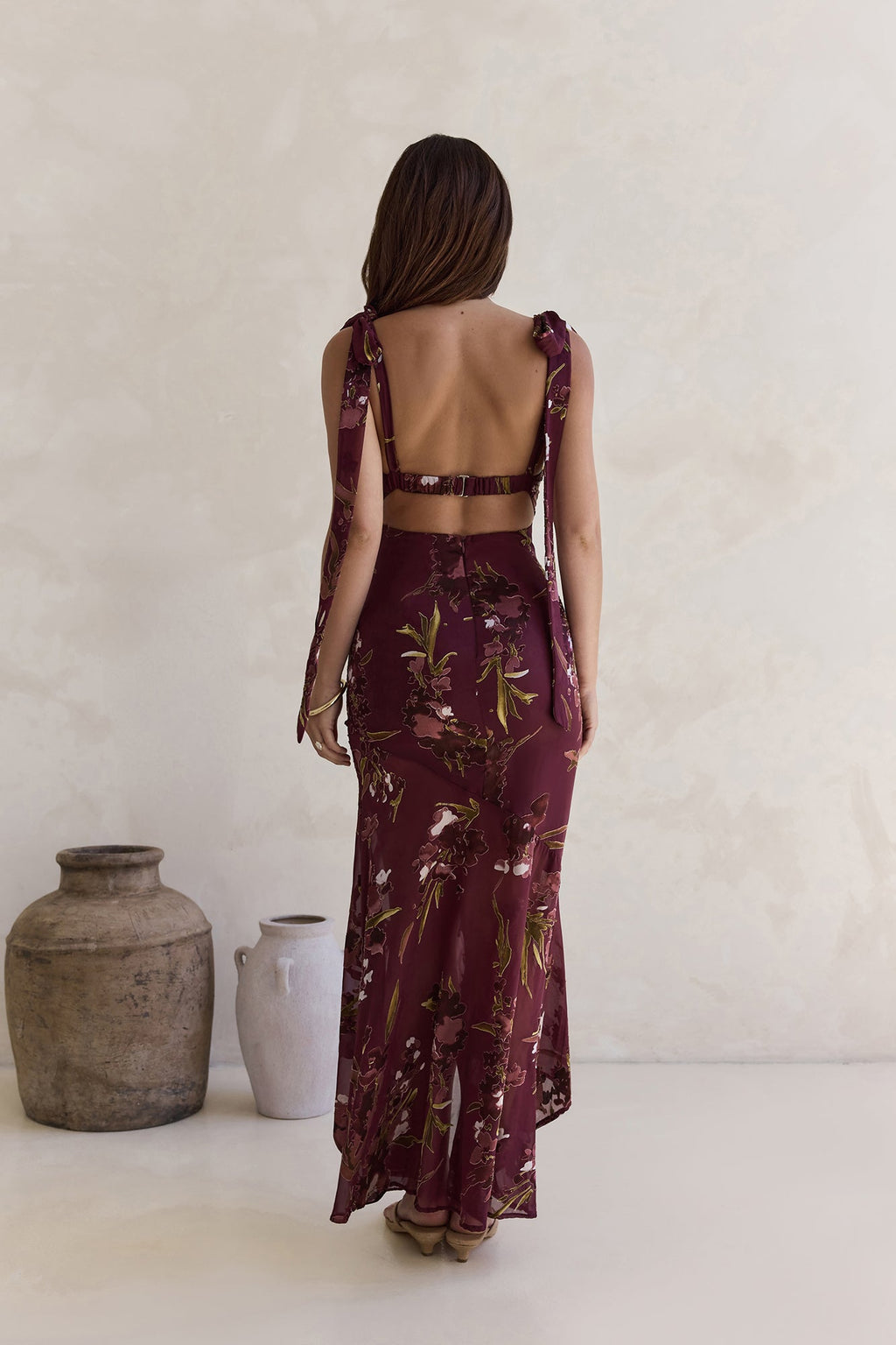 Night Garden Maxi Dress Burgundy