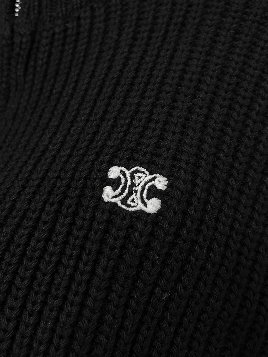 Celine TRIOMPHE Men's Spring/Autumn Solid Color Fashionable Casual Logo Embroidered Zipper Long Sleeve Wool Trucker Sweater Jacket #78242