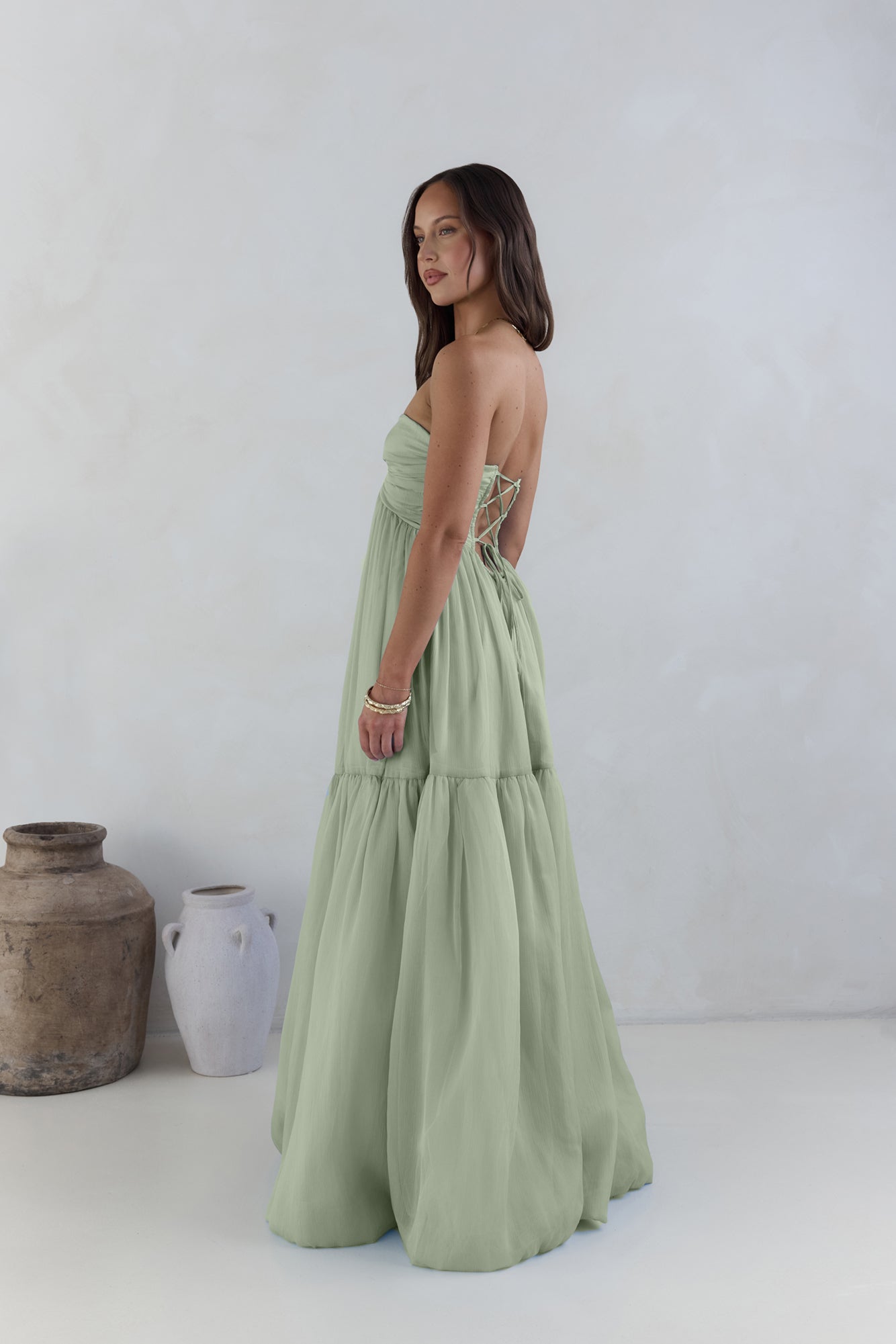 Unforgettable Style Strapless Maxi Dress Sage
