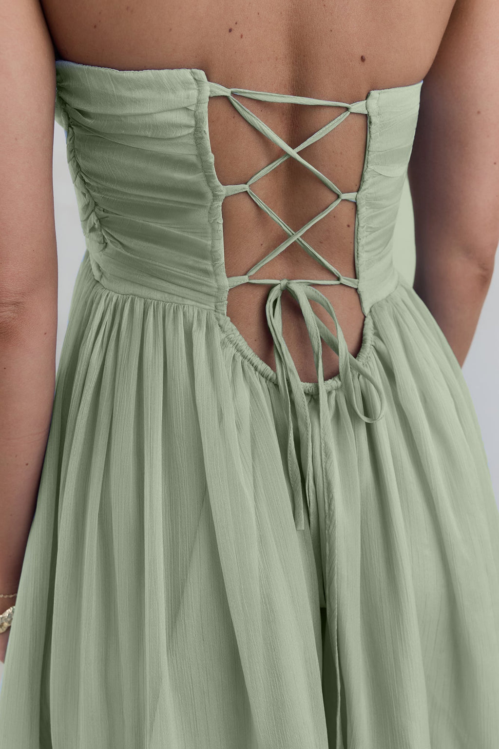 Unforgettable Style Strapless Maxi Dress Sage