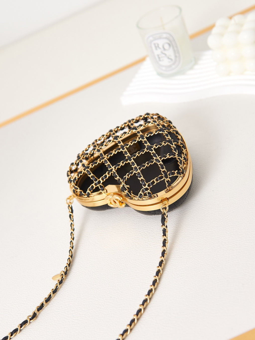 Chanel Women's Hollow-Design Chain Heart Clutch Bag Casual Leather Solid-Color Evening Bag Single-Shoulder Crossbody Bag Bags AS4027-B10729-94305 #81563