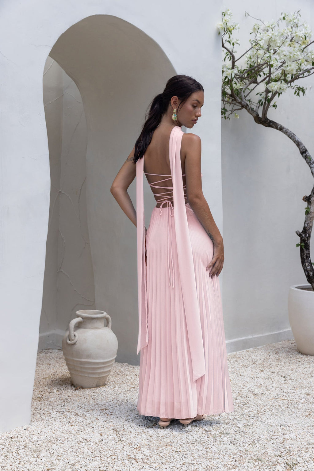 Rosewater Roads Strapless Maxi Dress Blush