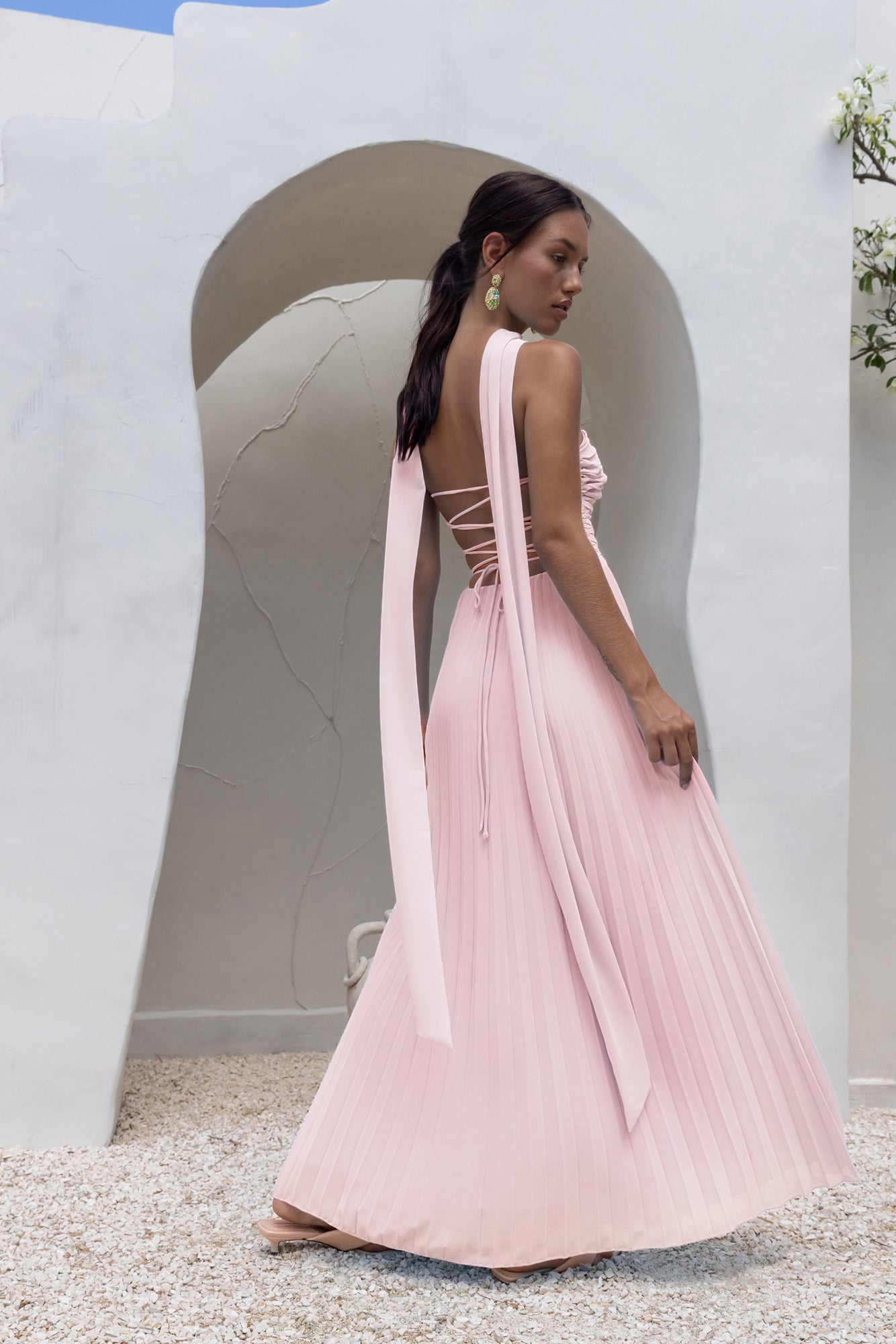 Rosewater Roads Strapless Maxi Dress Blush