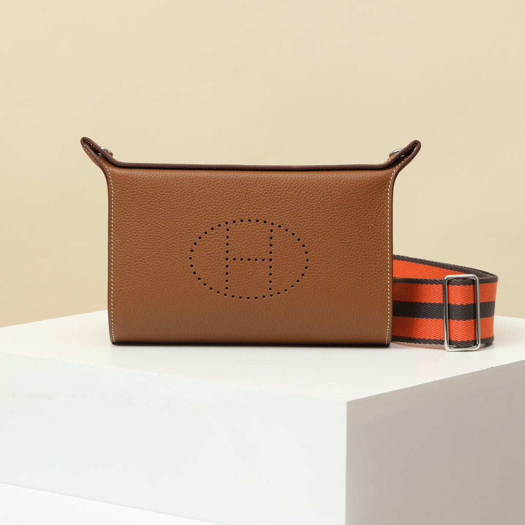 Hermès Videpoches Men's and Women's Fashion Classic Solid Color Leather Adjustable Canvas Strap Shoulder Bag Crossbody Bag Messenger Bag Bags H084283CKAC #78918