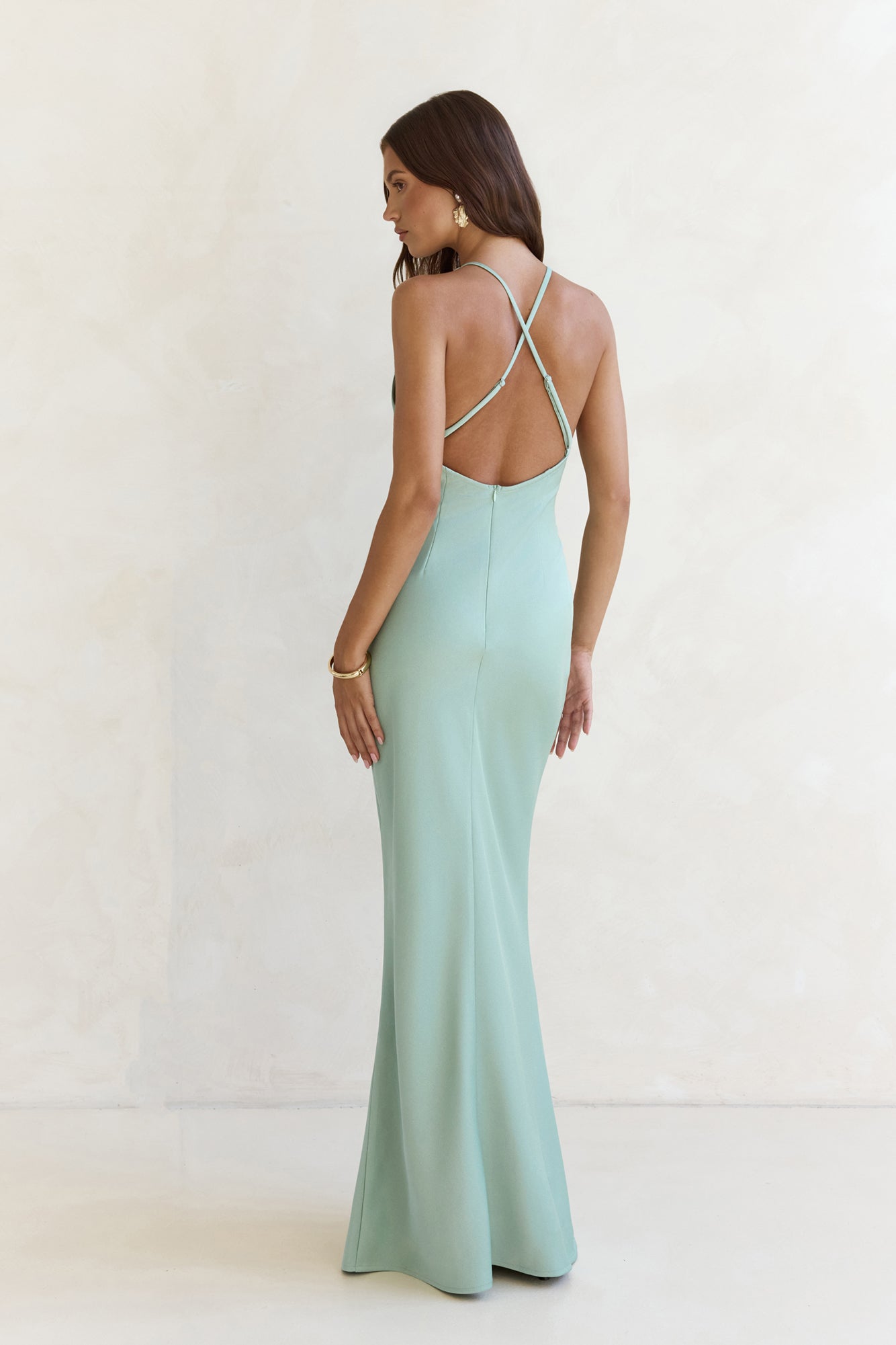Midnight Luxe Satin Maxi Dress Sage