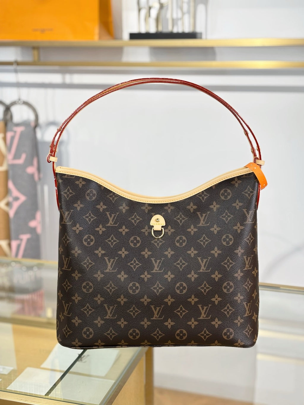 Louis Vuitton Women's Shoulder Bag Lineup Brown Vintage Print with Leather Trim Spring 2026 New Arrival Monogram Leather Bag M27335 #82657A