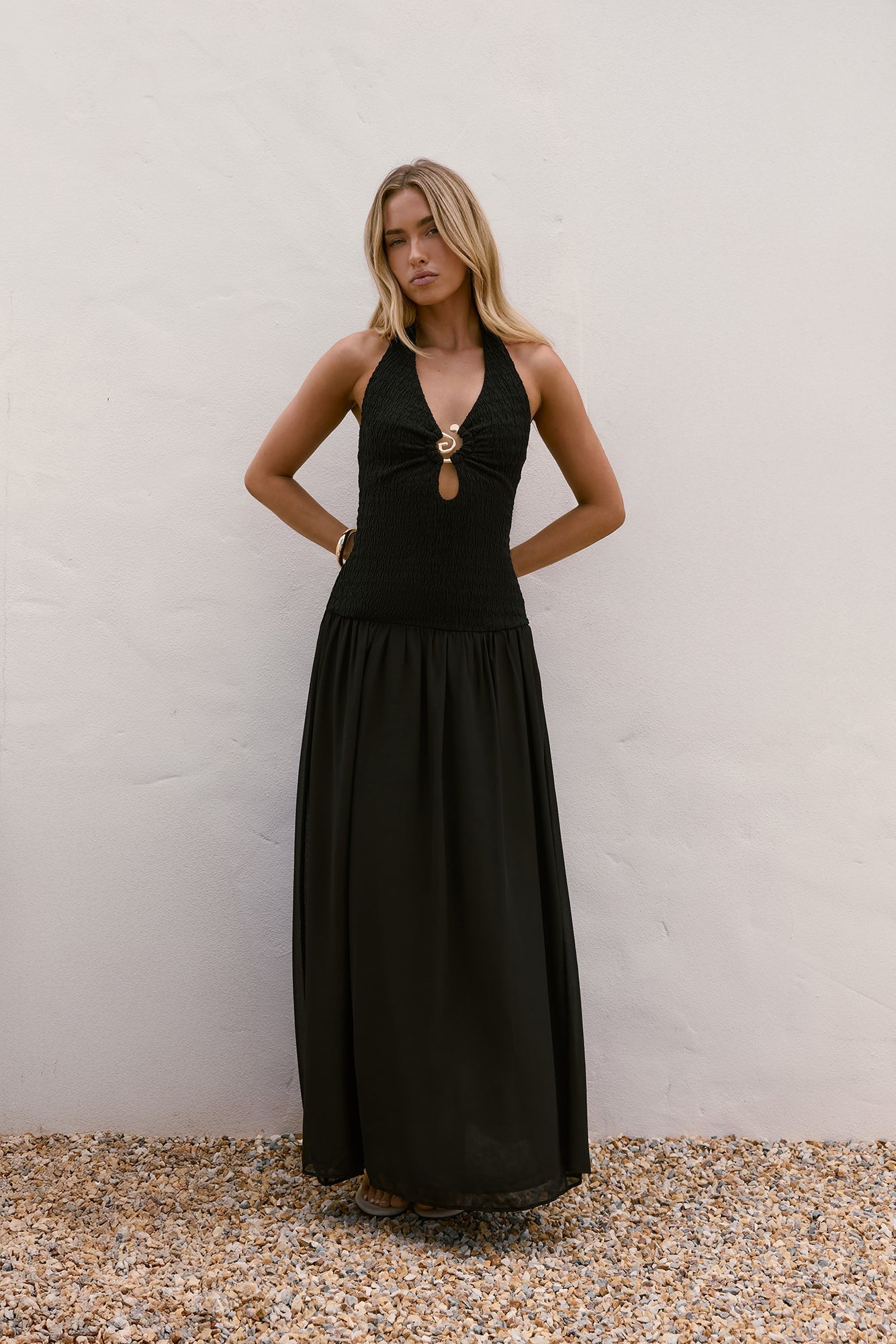 Piece Of Peace Halter Maxi Dress Black