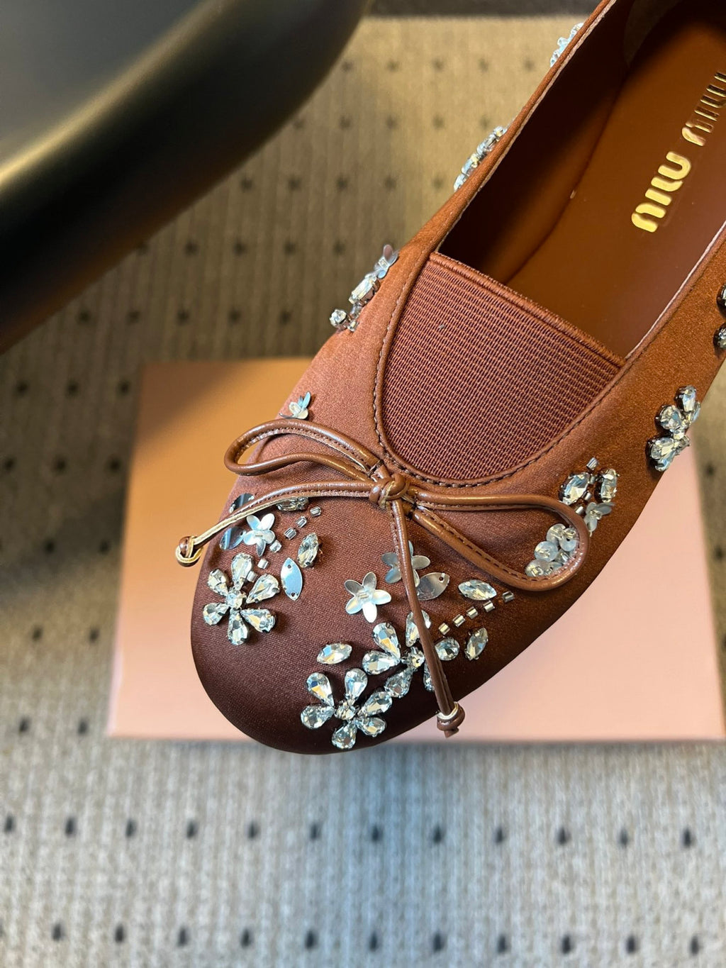 Miumiu Rhinestone Ballet Flats #336871