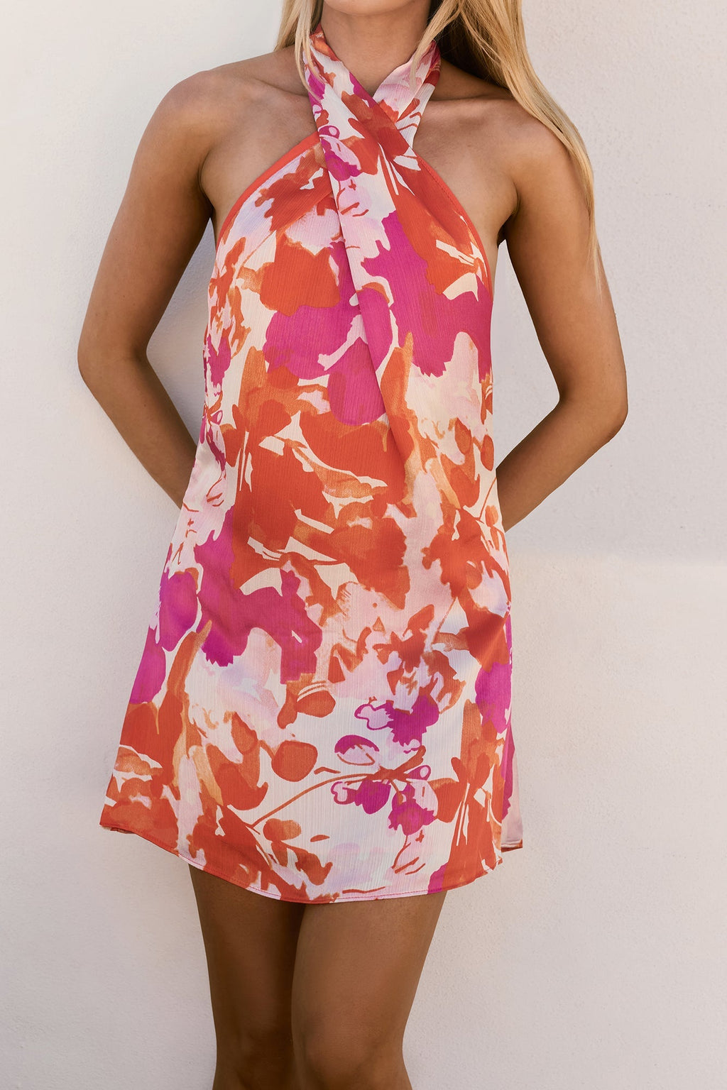 Garden Girl Moment Halter Mini Dress Pink
