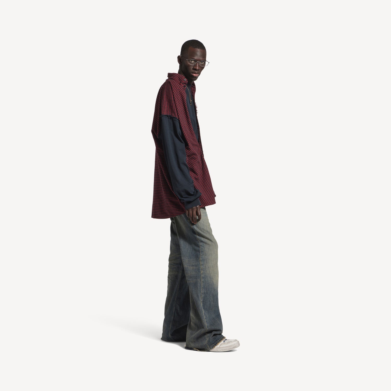 Balenciaga Men's Patched Shirt in Red black #335726