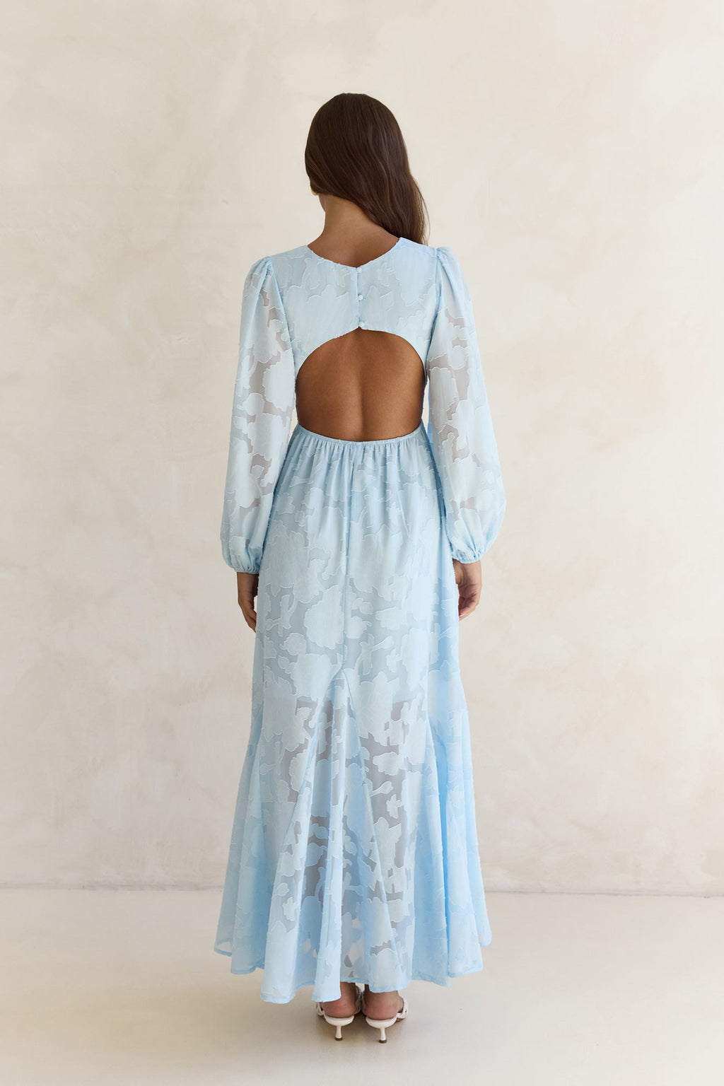 Time Floats By Long Sleeve Maxi Dress Blue