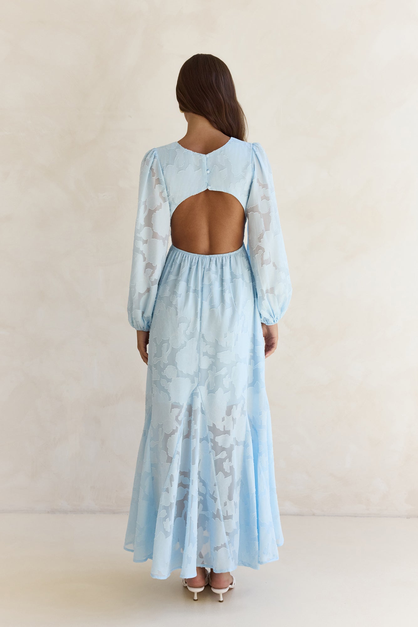 Time Floats By Long Sleeve Maxi Dress Blue