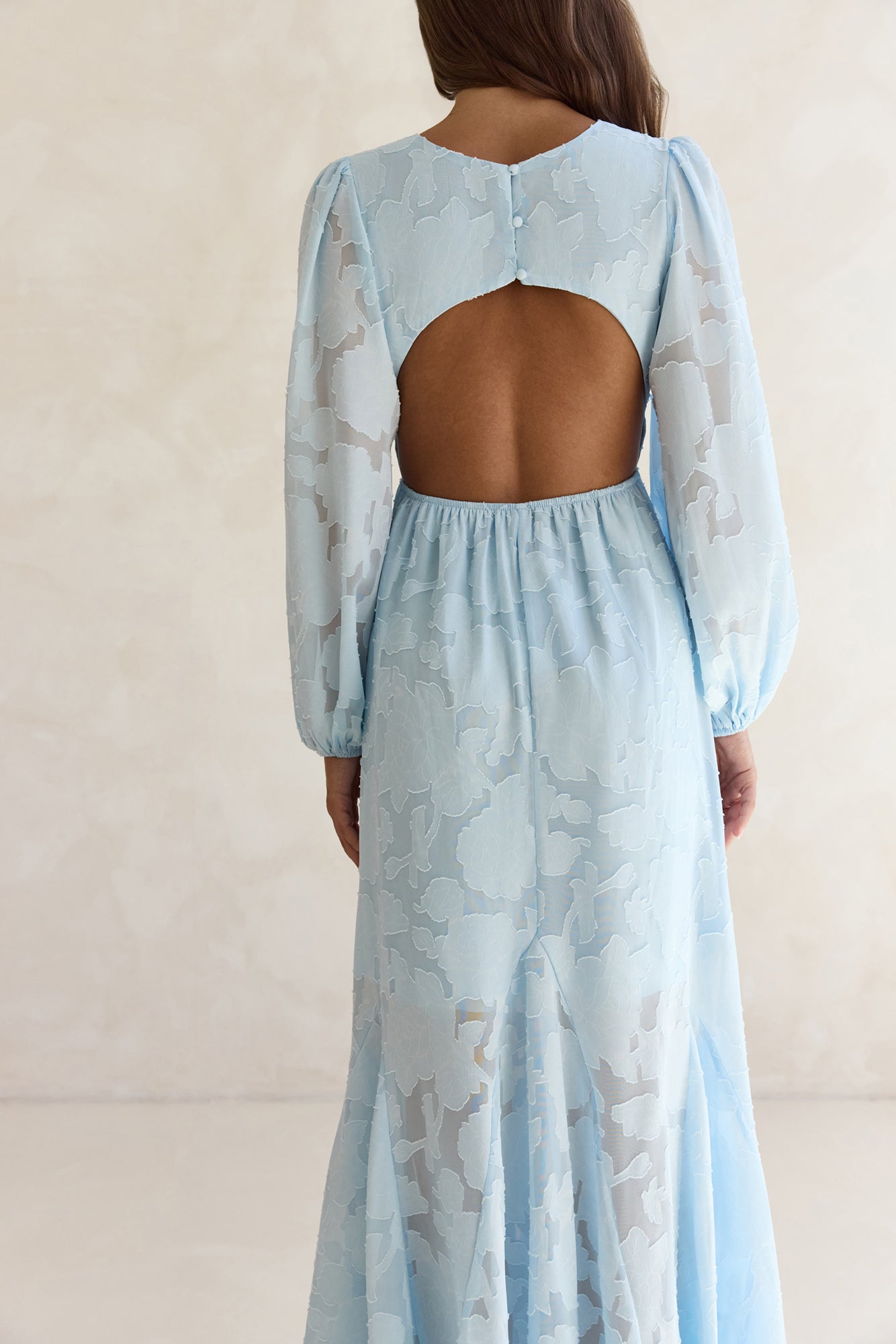 Time Floats By Long Sleeve Maxi Dress Blue