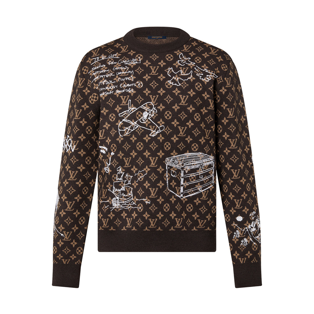 Louis Vuitton Embroidered Pattern Crew Neck Sweater Pullover #96167
