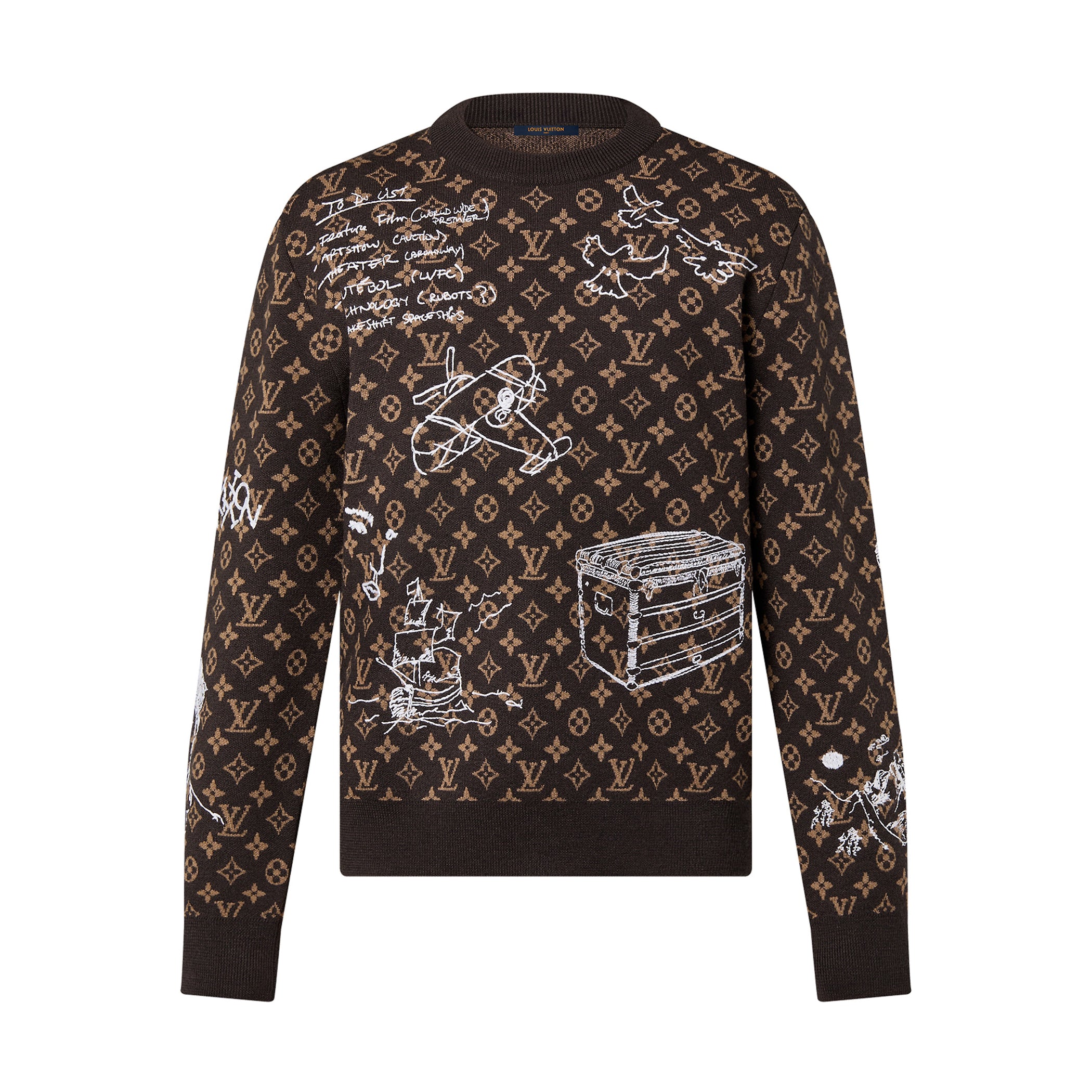 Louis Vuitton Embroidered Pattern Crew Neck Sweater Pullover #96167