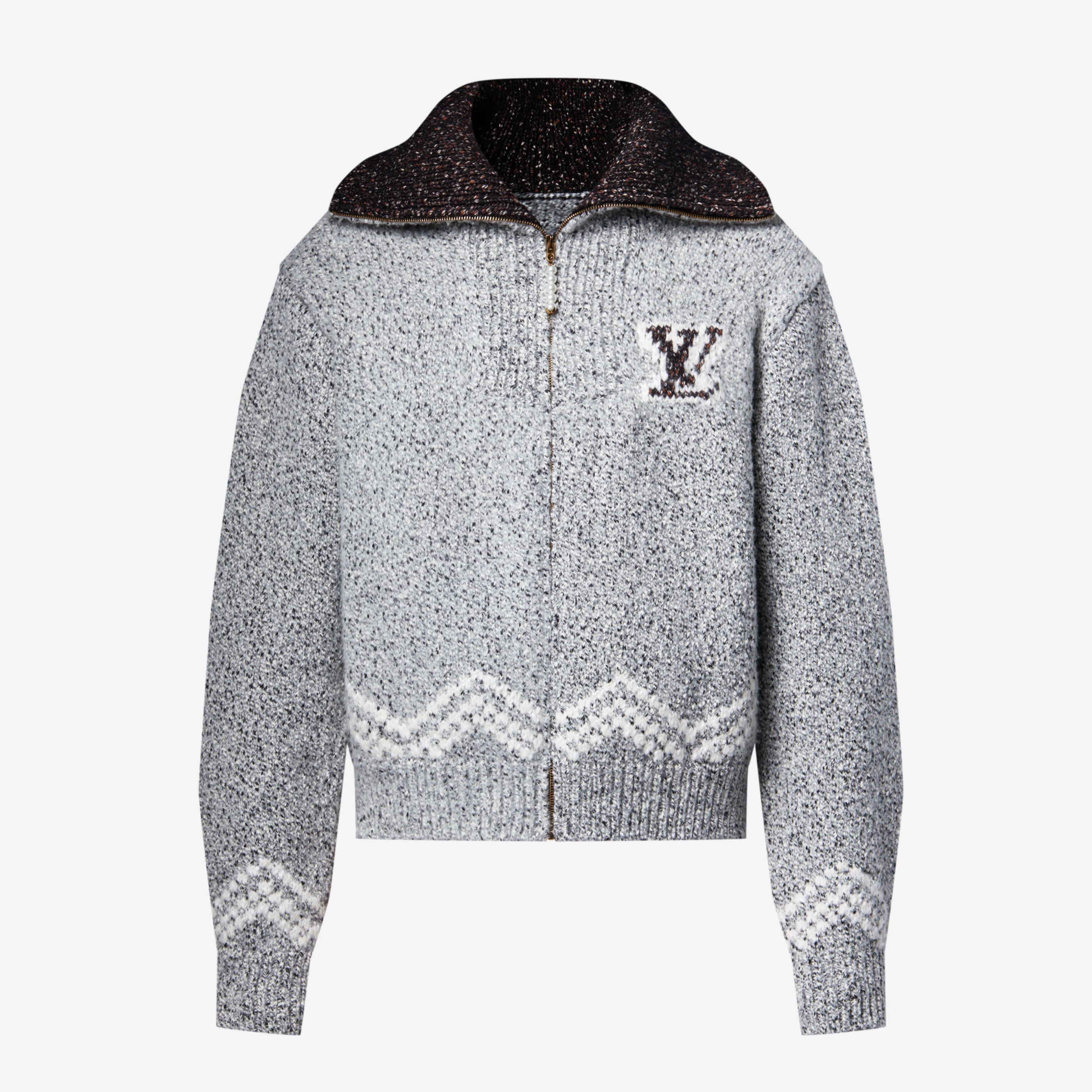 Louis Vuitton Men's & Women's Fall/Winter Fashion Casual Zipper Collar Knit Waist-cinched Sweater Jacket #78668
