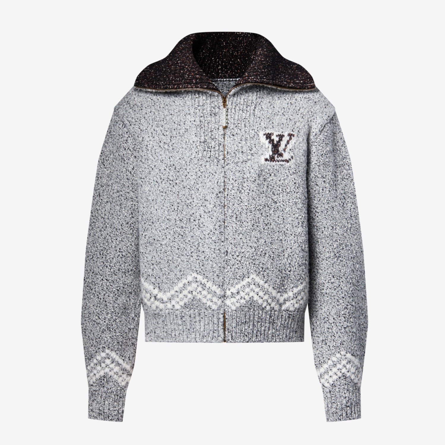 Louis Vuitton Men's & Women's Fall/Winter Fashion Casual Zipper Collar Knit Waist-cinched Sweater Jacket #78668