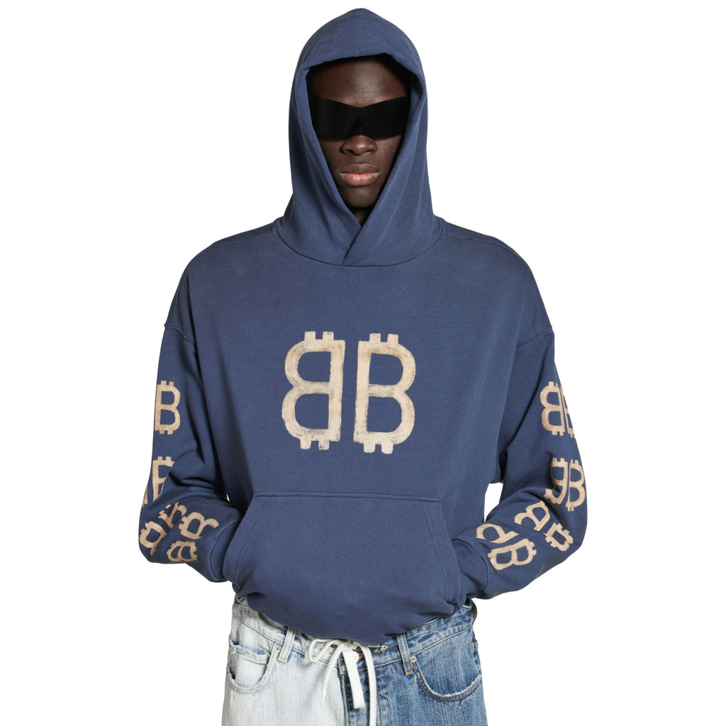 Balenciaga Men's Spring And Autumn Bitcoin Printed Logo Hooded Sweatshirt Fashion High Street Trend Long Sleeve Top Pullover Hoodies #73136