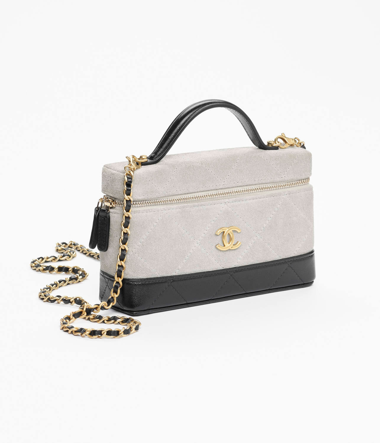 Chanel Vanity With Chain Suede Calfskin Shiny Lambskin Gold-tone Metal #379884
