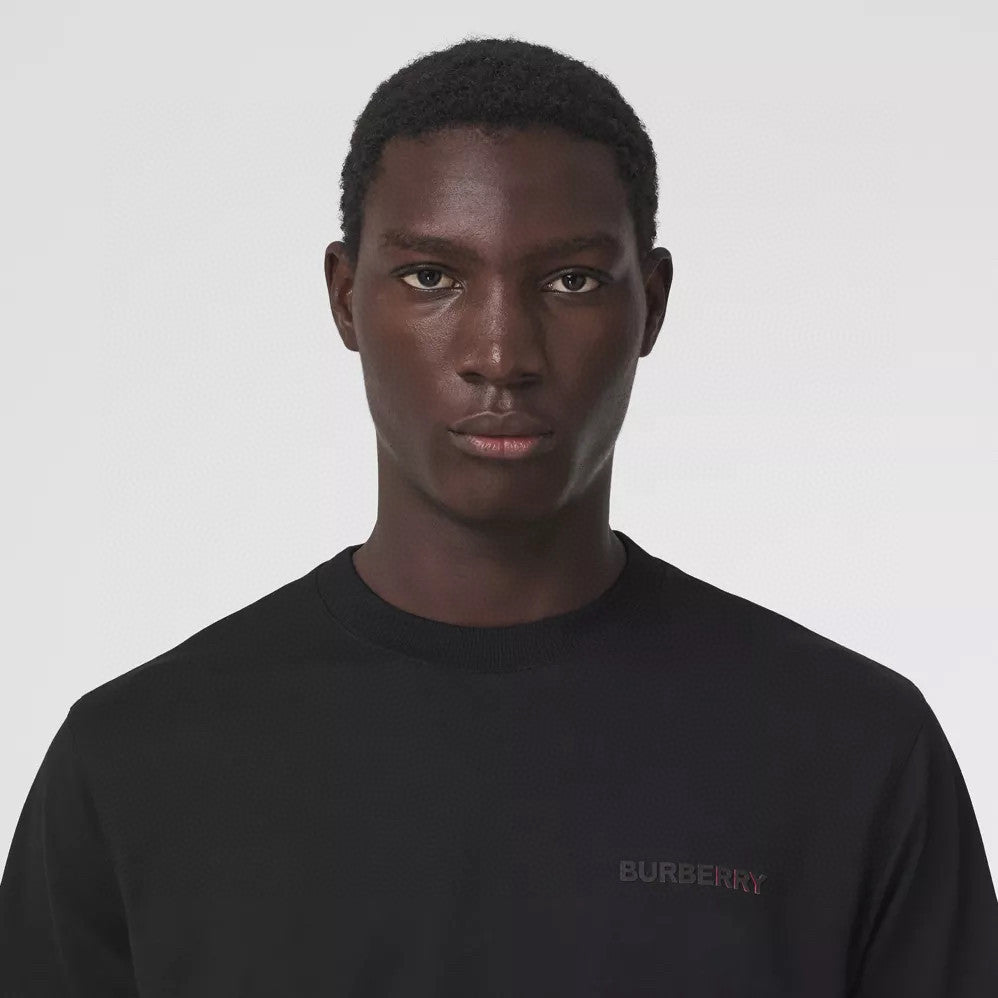 Burberry Men's Spring/Summer Solid Color Logo Cotton Loose Straight Short Sleeve T-Shirt #76327