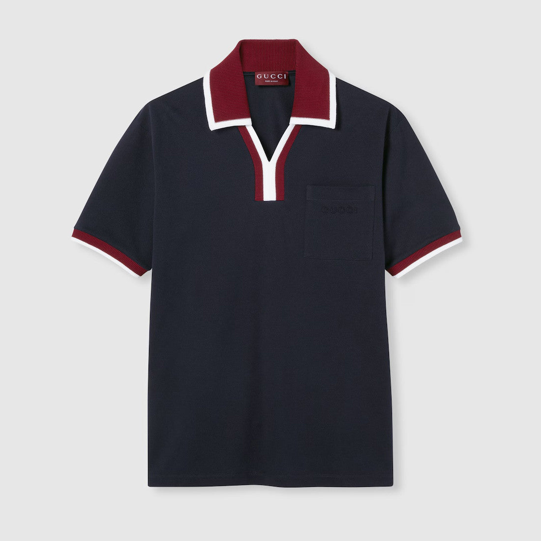 Gucci Men's And Women's Summer Fashion Classic V-neck Color Block Cotton Polo Shirt Short Sleeved T-Shirt #78425