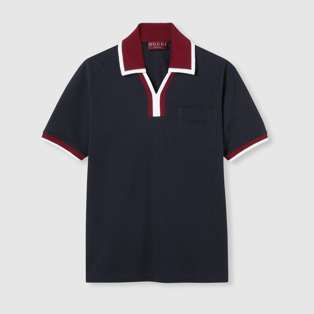 Gucci Men's And Women's Summer Fashion Classic V-neck Color Block Cotton Polo Shirt Short Sleeved T-Shirt #78425
