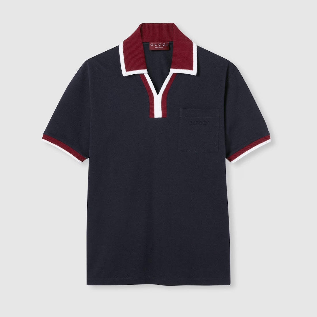 Gucci Men's And Women's Summer Fashion Classic V-neck Color Block Cotton Polo Shirt Short Sleeved T-Shirt #78425