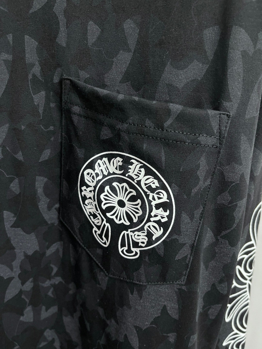 Chrome Hearts Men's Summer Black Logo Print Round Neck Straight Long Sleeve T-Shirt #73991