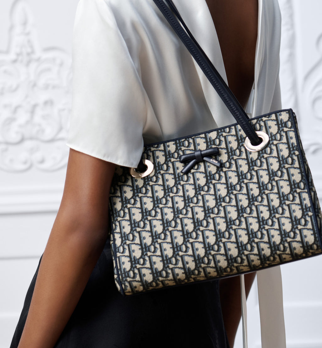 DIOR Small Dior Promenade Shopping Bag Blue Dior Oblique Jacquard #376636