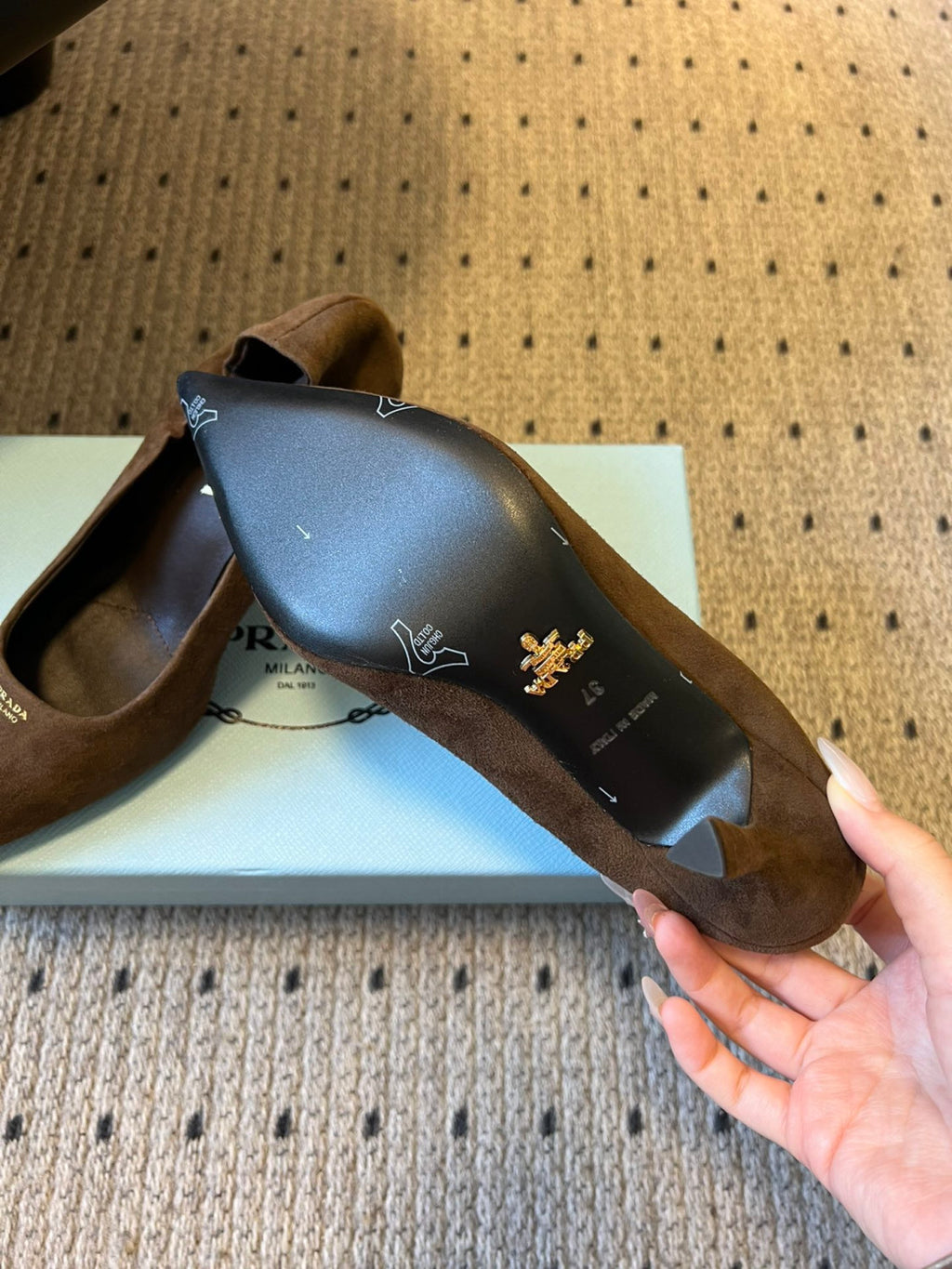 PRADA Cocoa Brown Suede Pumps #334368