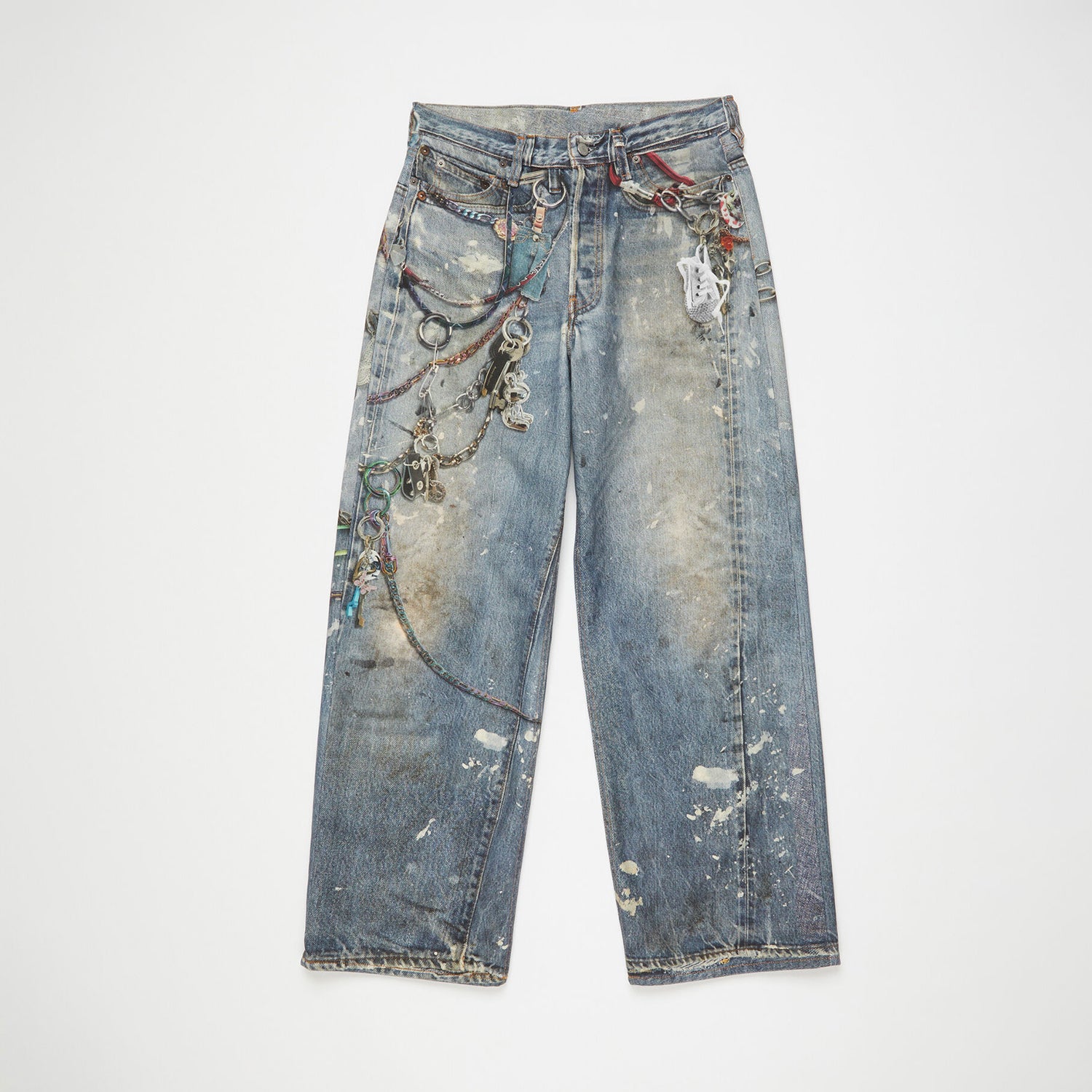 Acne Studios Men's And Women's 3DPrinted Pattern Loose Low Waisted Casual Wide Leg Solid Color Denim Pants Ngvp #8513