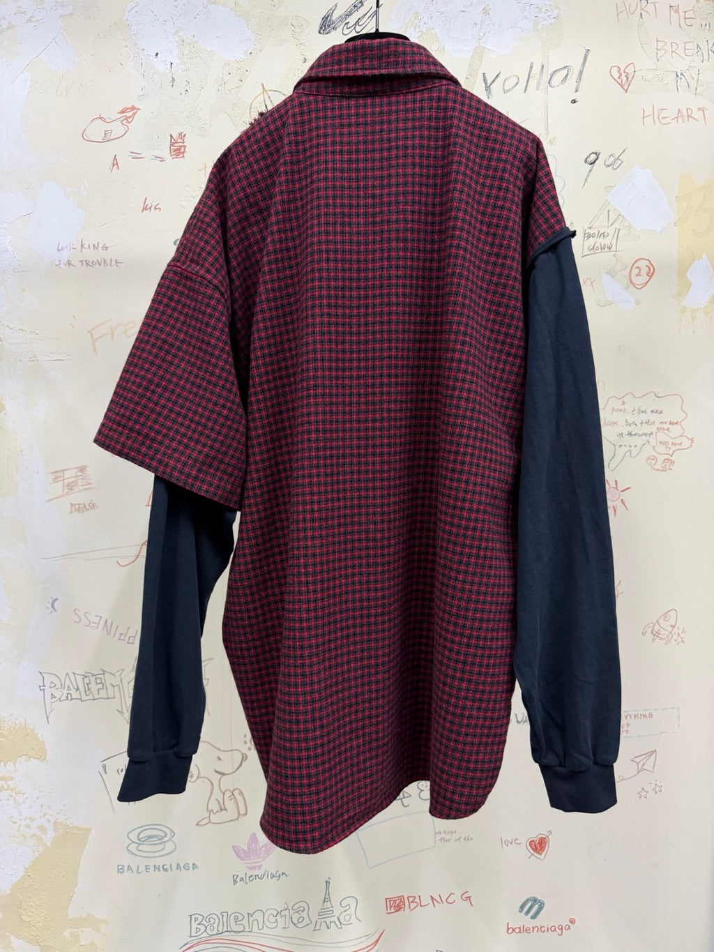 Balenciaga Men's Patched Shirt in Red black #335726
