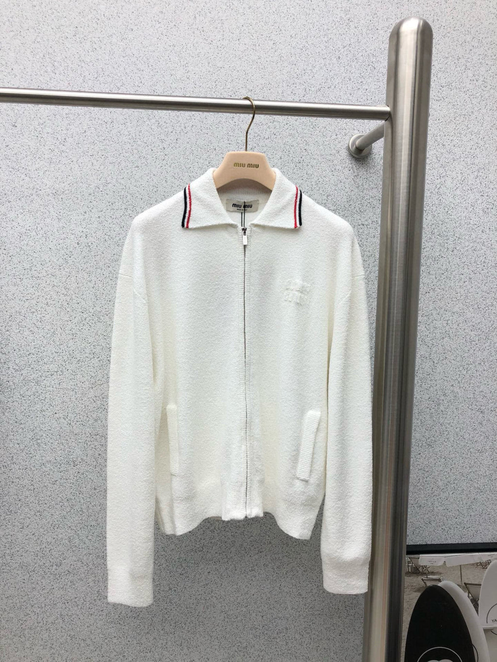 MiuMiu Women's Spring/Autumn Solid Color Zipper Loose Fit Cardigan Jacket #77848