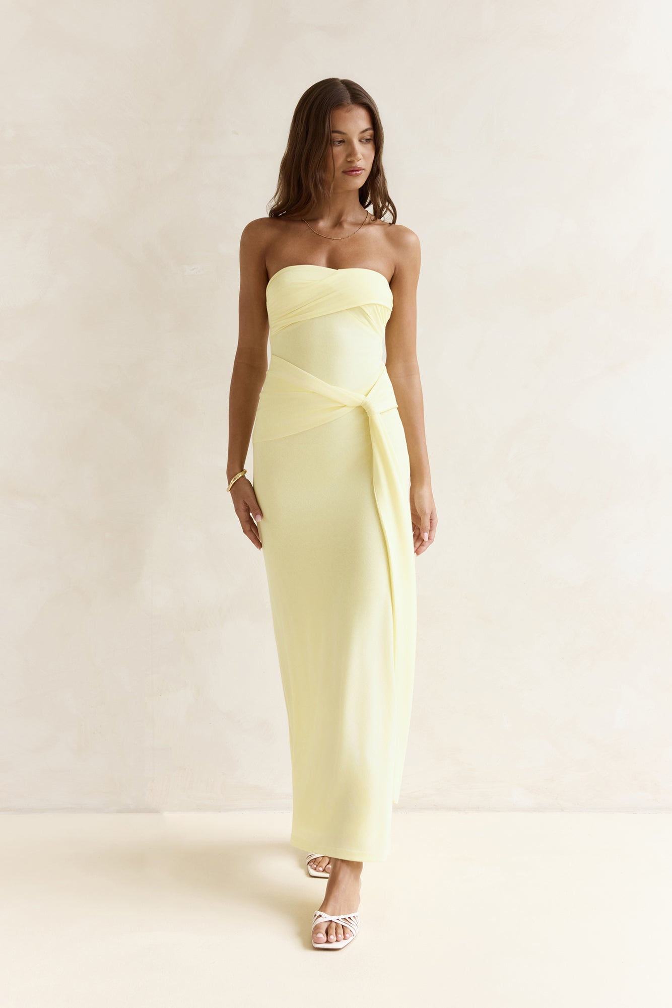 Follow You Strapless Maxi Dress Yellow
