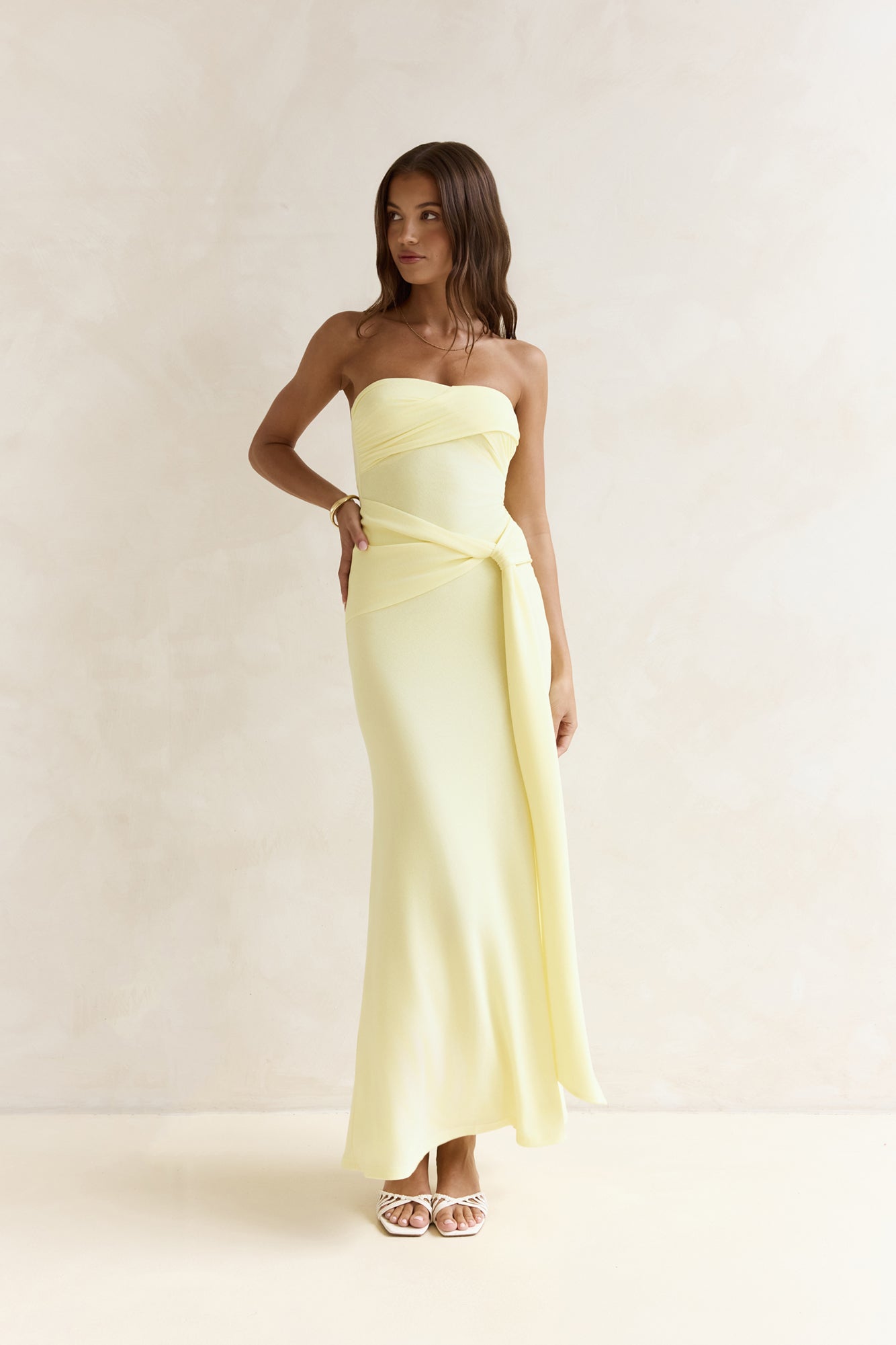 Follow You Strapless Maxi Dress Yellow