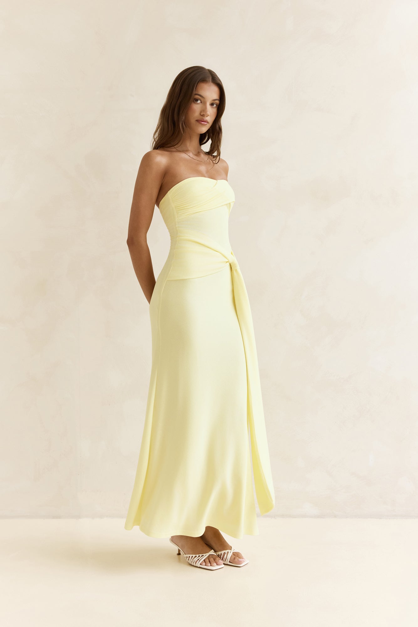 Follow You Strapless Maxi Dress Yellow