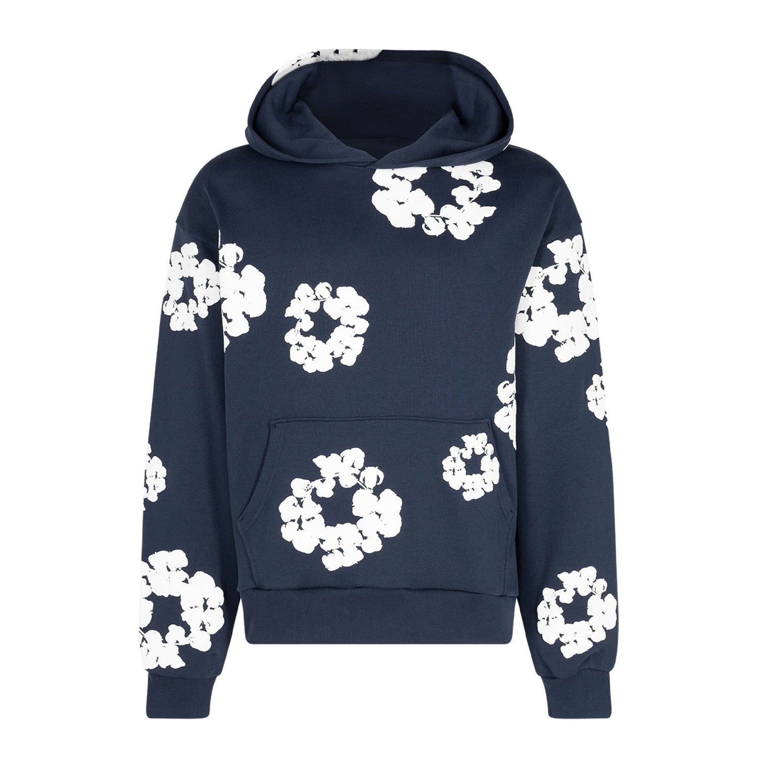 Denim Tears Men's Women's Spring & Autumn Floral Print Pocket Long Sleeve Solid Color Fit Cotton Hooded Sweatshirt Ngvp #8853