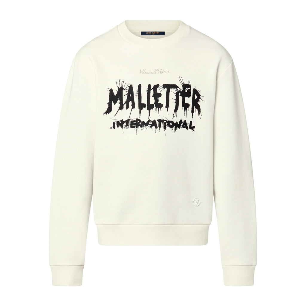 Louis Vuitton Men Women Spring Autumn Letter Printed Round Neck Long Sleeve White Sweatshirt Pullover #97889