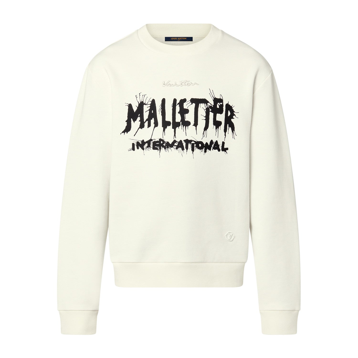 Louis Vuitton Men Women Spring Autumn Letter Printed Round Neck Long Sleeve White Sweatshirt Pullover #97889