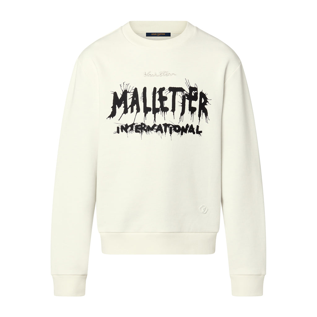 Louis Vuitton Men Women Spring Autumn Letter Printed Round Neck Long Sleeve White Sweatshirt Pullover #97889