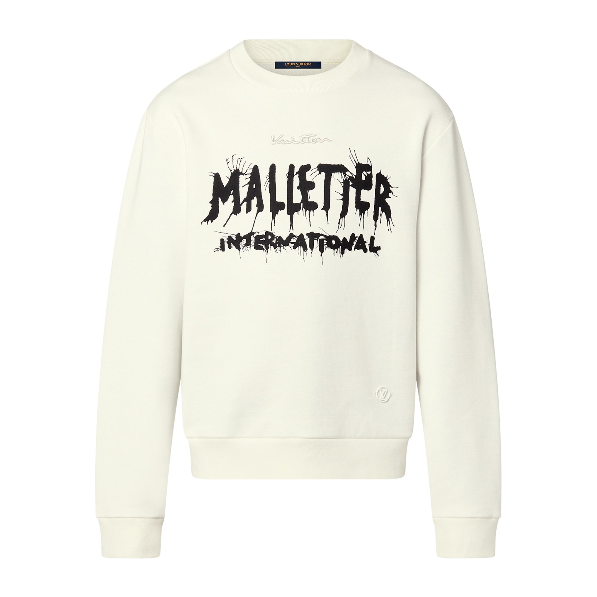 Louis Vuitton Men Women Spring Autumn Letter Printed Round Neck Long Sleeve White Sweatshirt Pullover #97889