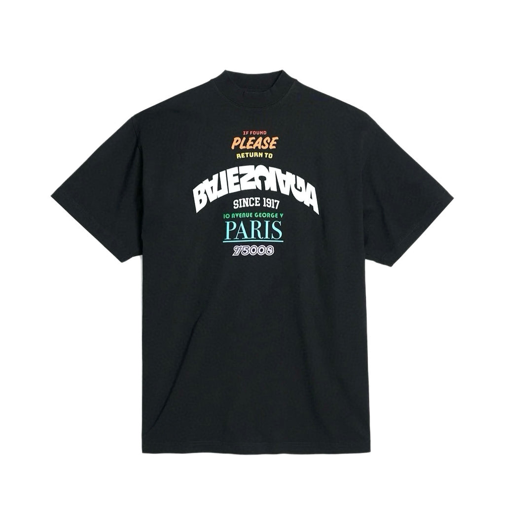 Balenciaga Men's Summer Letter Print Round Neck Cotton Short Sleeve T-Shirt #77246
