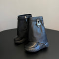 Givenchy Women's Fall/winter Fashion Classic Solid Color Round Toe Calfskin Mid Calf Boots With Thick Soles And Grain Leather Texture Shoes #79256
