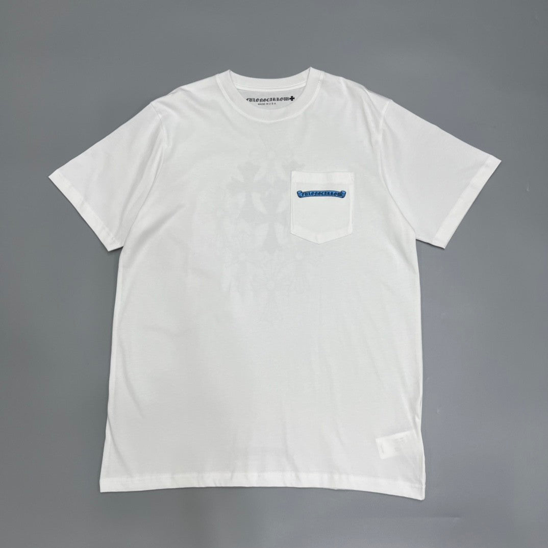 Chrome Hearts Men's and Women's Summer Neckline Sanskrit Letter Round Neck Cotton Short Sleeve T-shirt #72261