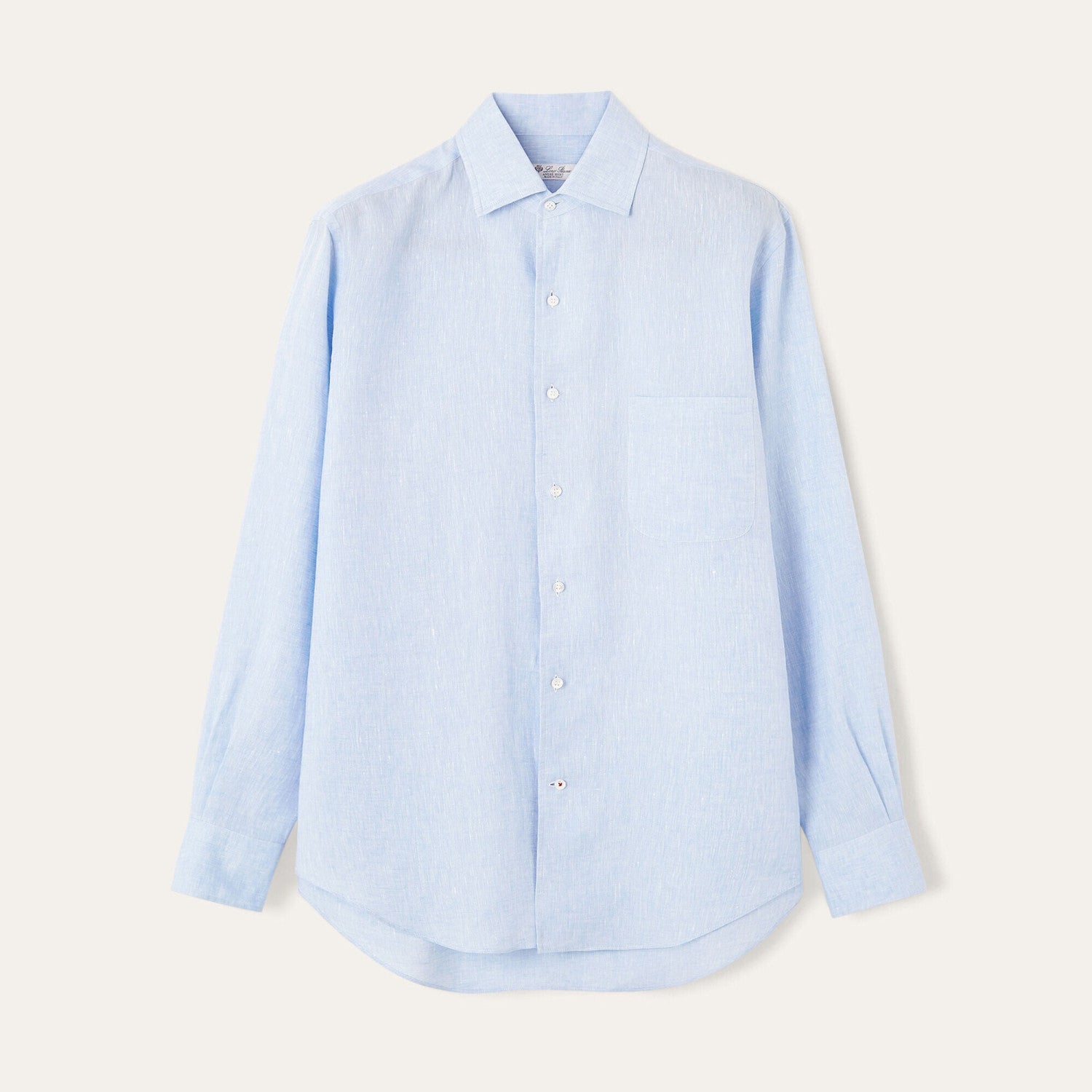 Loro Piana Men's Spring/Fall Fashion Classic Solid-Color Collared Single-Button Linen Shirt #78636