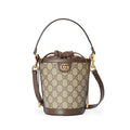 Gucci Ophidia Women's Brown Adjustable Shoulder Strap Drawstring Closure Canvas Spell Leather Bucket Bag Single Shoulder Crossbody Handbag Bags #75549