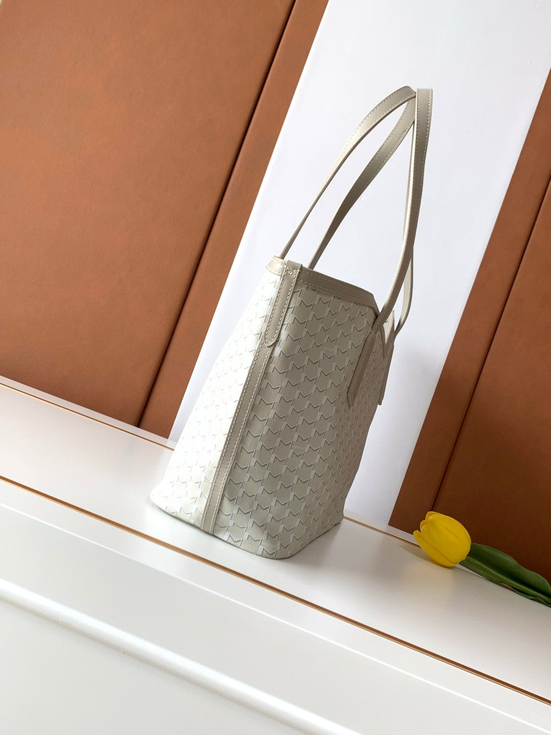 Moynat M Canvas Women's Classic Fashion Gray Canvas Tote Bag With Hook Closure Dual Use Handle And Shoulder Strap Bag Bags #78699